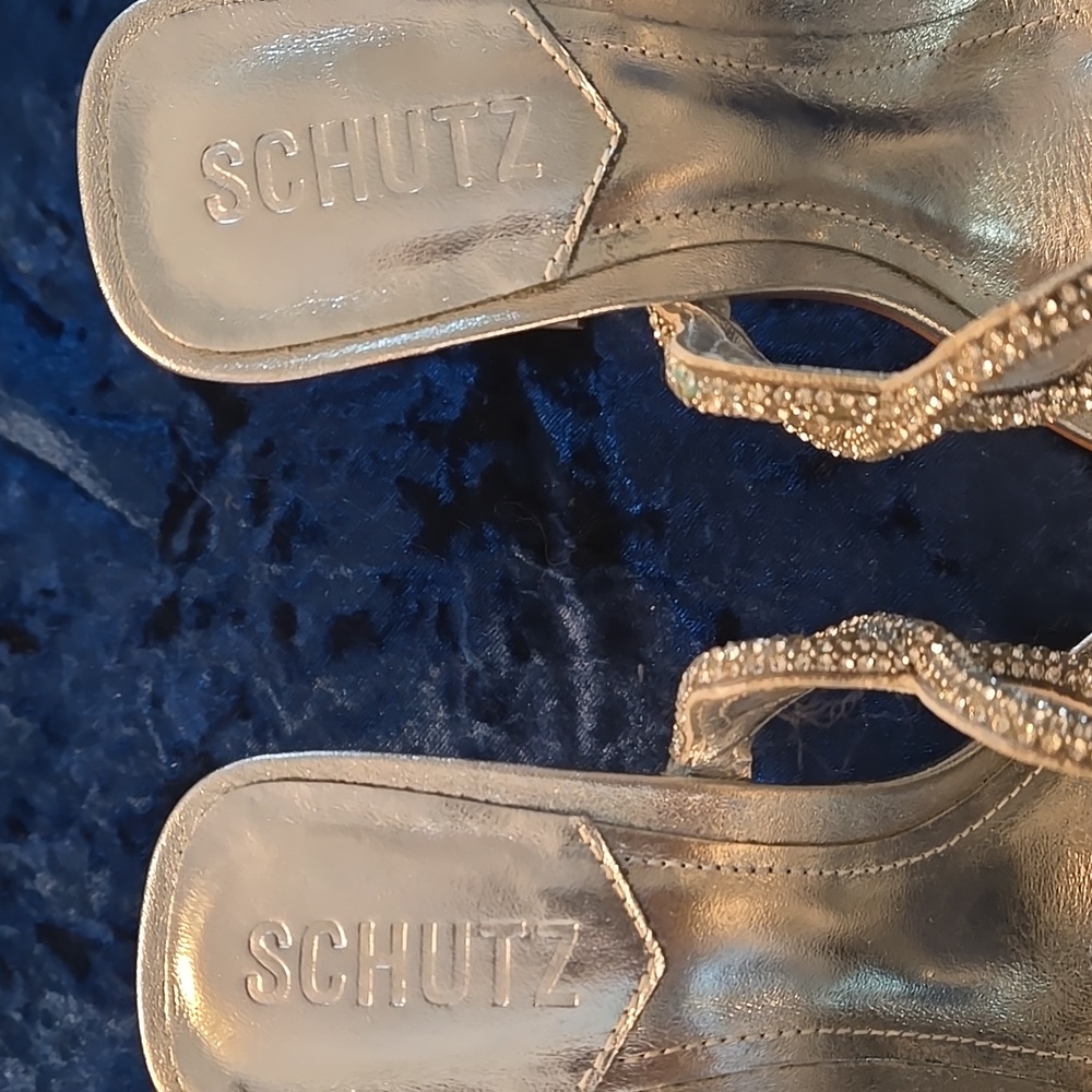 Like New Schutz Women's SilverArabella Glam Embellished Sandals Size 5 - Picture 3 of 8